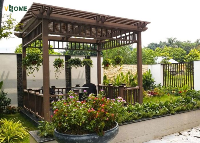 Sử dụng lam hộp gỗ nhựa ngoài trời làm giàn che nắng Sử dụng lam hộp gỗ nhựa ngoài trời làm giàn che nắng