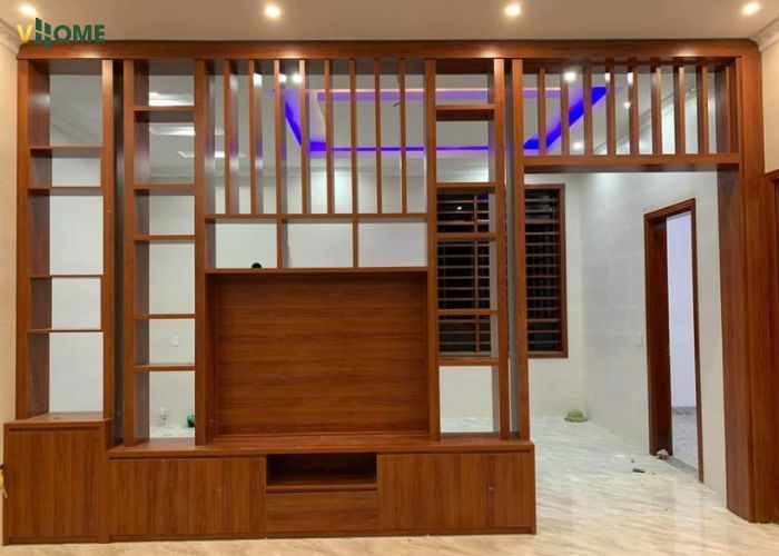 Lam hộp được sử dụng như kệ trang trí phòng khách Lam hộp được sử dụng như kệ trang trí phòng khách