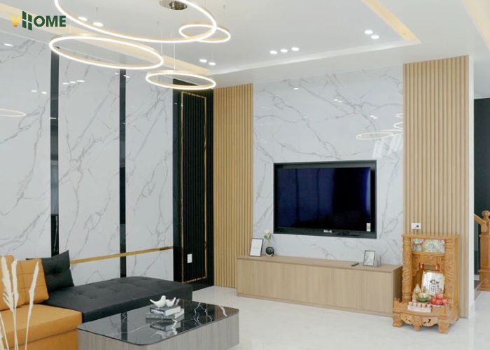 Tấm ốp tường nano pvc vân đá ốp tường phòng khách Tấm ốp tường nano pvc vân đá ốp tường phòng khách