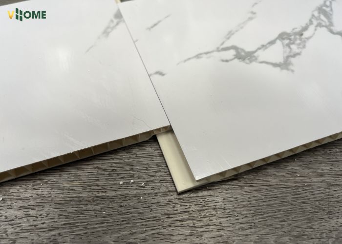 Tấm ốp nhựa nano vân đá có hèm âm dương dễ lắp đặt