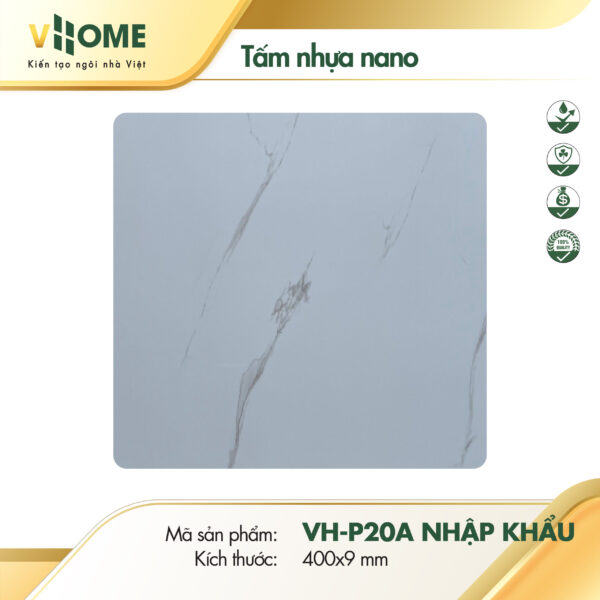 Tấm nhựa ốp tường giả đá cẩm thạch trắng vân mảnh P20A
