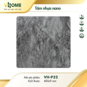 Tấm nhựa ốp tường giả đá mài xám tự nhiên P32