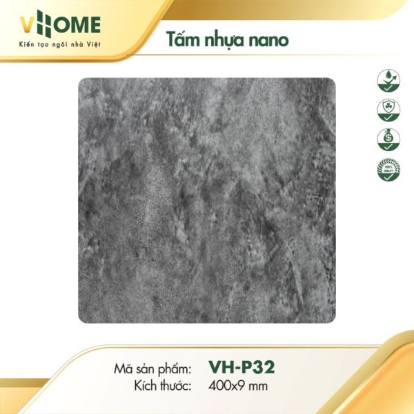 Tấm nhựa ốp tường giả đá mài xám tự nhiên P32