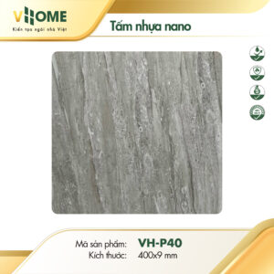 Tấm nhựa ốp tường giả đá marble xám mạch chỉ P40