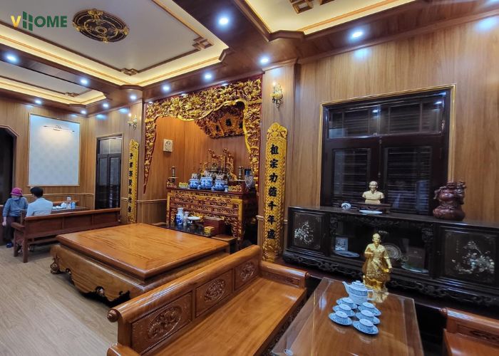 Tấm nhựa ốp tường giả gỗ phù hợp thi công ở phòng thờ Tấm nhựa ốp tường giả gỗ phù hợp thi công ở phòng thờ