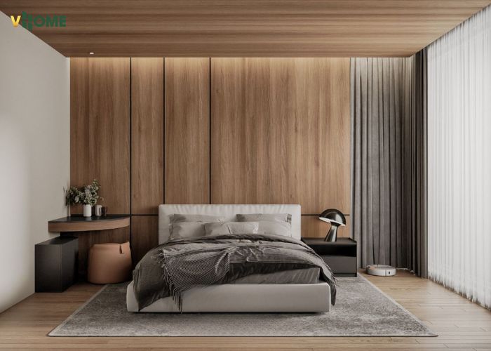 Tấm nhựa vân gỗ ốp tường, ốp trần cho phòng ngủ Tấm nhựa vân gỗ ốp tường, ốp trần cho phòng ngủ