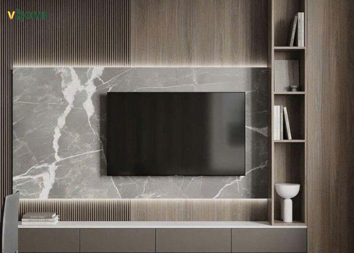 Tấm nhựa nano giả gỗ ốp vách tivi, tạo điểm nhấn Tấm nhựa nano giả gỗ ốp vách tivi, tạo điểm nhấn