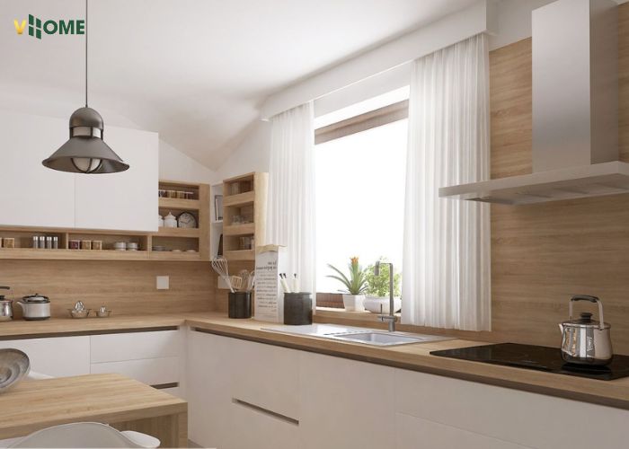 Tấm ốp tường nano vân gỗ ứng dụng cho phòng bếp Tấm ốp tường nano vân gỗ ứng dụng cho phòng bếp
