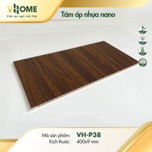 Tấm nhựa ốp tường giả gỗ lim nâu đậm P38