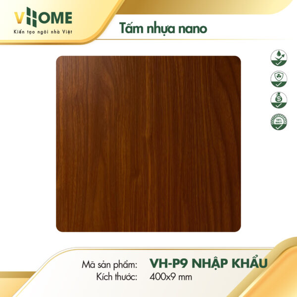 Tấm nhựa ốp tường giả gỗ nâu đỏ cổ điển P09