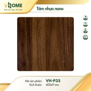 Tấm nhựa ốp tường giả gỗ nâu hạt dẻ P35