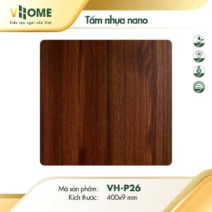 Tấm nhựa ốp tường giả gỗ óc chó màu nâu sẫm P26