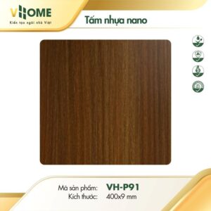 Tấm nhựa ốp tường giả gỗ óc chó màu nâu vàng P91