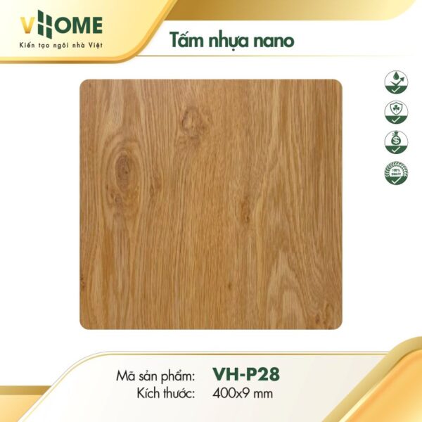 Tấm nhựa ốp tường giả gỗ sồi tự nhiên P28