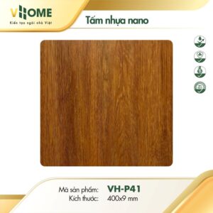 Tấm nhựa ốp tường giả gỗ teak sáng P41