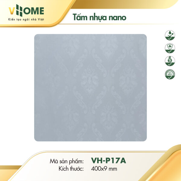 Tấm nhựa ốp tường vân họa tiết Baroque màu xanh xám P17A