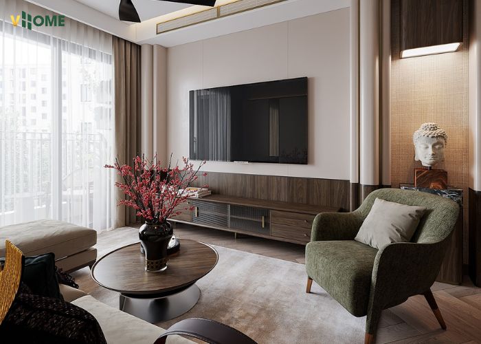 Tấm nhựa ốp tường vân vải trang trí vách phòng khách