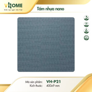Tấm nhựa ốp tường vân vải màu xanh ghi đậm P21