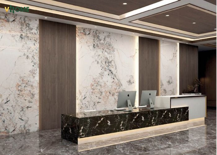 Tấm than tre vân đá ốp tường ở sảnh khách sạn Tấm than tre vân đá ốp tường ở sảnh khách sạn