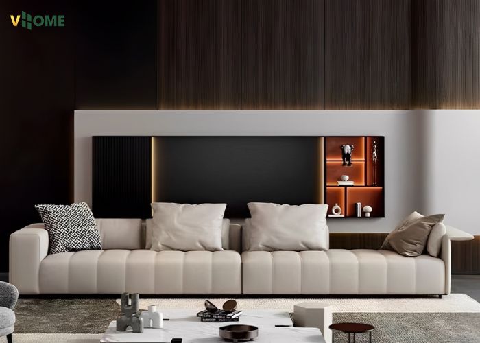 Tấm than tre trang trí tường phòng khách Tấm than tre trang trí tường phòng khách