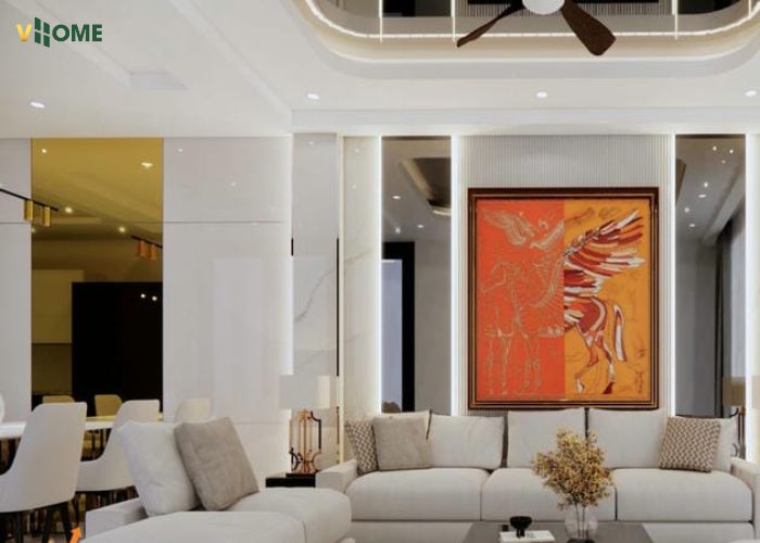 Kết hợp tấm than tre giả gương với tấm than tre vân đá