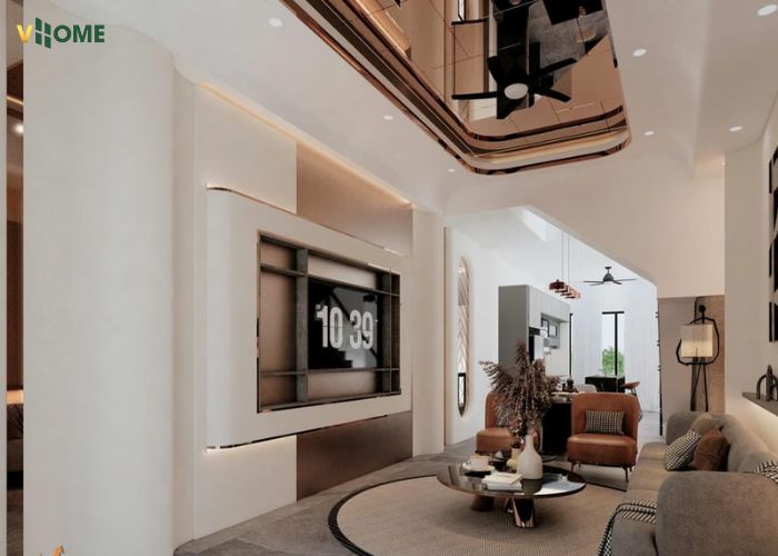 Tấm ốp than tre gương linh hoạt ốp trần phòng khách