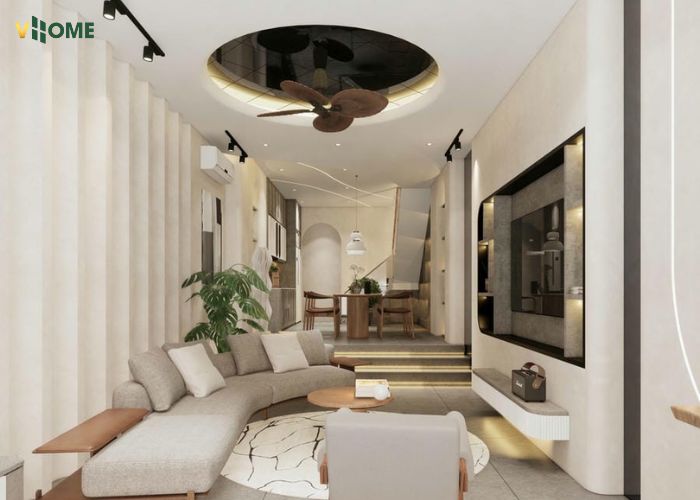 Tấm ốp than tre bóng gương trang trí trần phòng khách