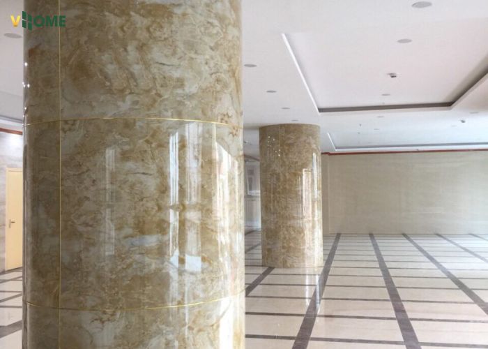 Tấm than tre vân đá ốp cột tròn các sảnh chung cư, khu thương mại Tấm than tre vân đá ốp cột tròn các sảnh chung cư, khu thương mại