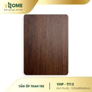 Tấm ốp than tre vân gỗ óc chó nâu đậm TT12