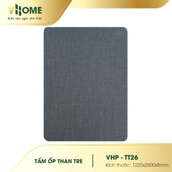 Tấm ốp than tre vân vải màu ghi đậm TT26