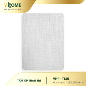 Tấm ốp than tre vân vải màu ghi nhạt TT25