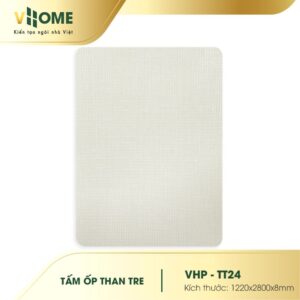 Tấm ốp than tre vân vải màu trắng kem TT24