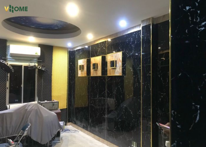 Tấm ốp tường pvc vân đá màu tối