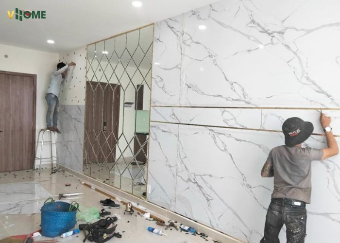 Thi công tấm ốp PVC vân đá đúng kỹ thuật