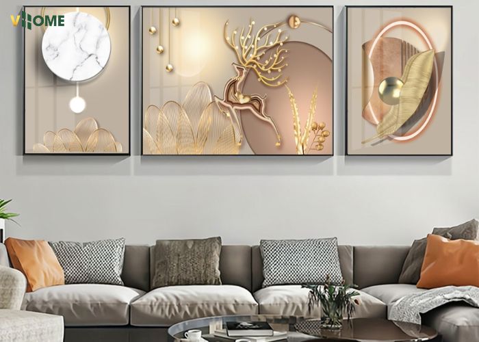 Tranh tráng gương 3 tấm Tranh tráng gương 3 tấm