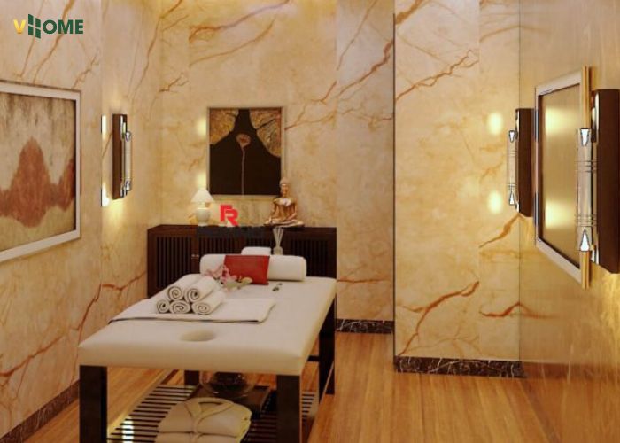 Khu spa sử dụng vách ngăn nhựa giả đá