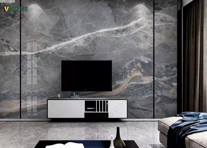 Vách ngăn nhựa giả đá ở phòng khách