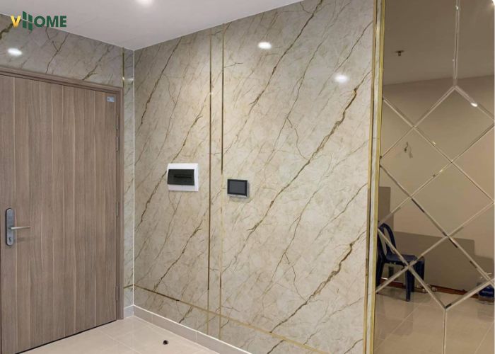 Vách ngăn nhựa giả đá trang trí lối vào