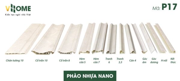 Bộ phào nhựa nano hoa văn họa tiết trắng kem P17