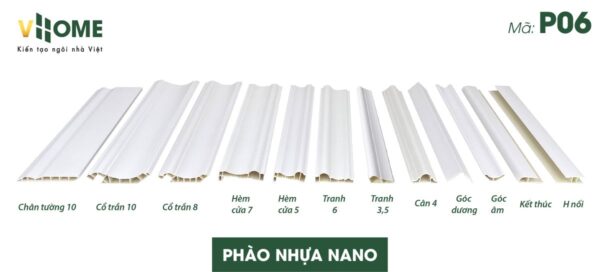 Bộ phào nhựa nano màu trắng trơn P06