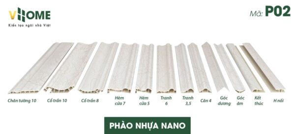 Bộ phào nhựa nano vân đá cẩm thạch trắng P02