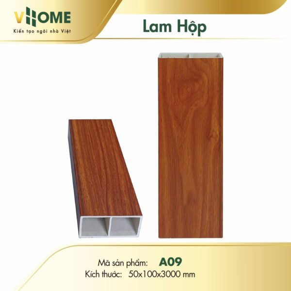 Lam hộp nhựa giả gỗ màu nâu đỏ A09