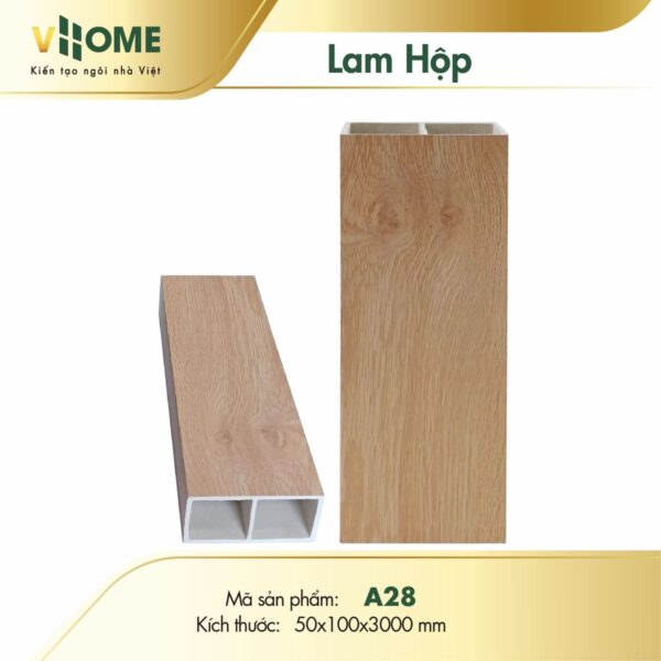 Lam hộp nhựa giả gỗ màu vàng nhạt A28