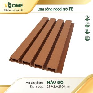 Lam sóng gỗ nhựa ngoài trời gốc PE màu nâu đỏ