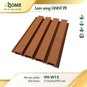 Lam sóng gỗ nhựa ngoài trời gốc PE màu nâu đỏ W12