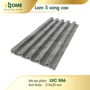 Lam sóng nhựa giả đá màu xám nhạt 5 sóng cao LSC556