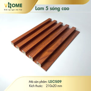 Lam sóng nhựa giả gỗ gõ đỏ 5 sóng cao LSC509