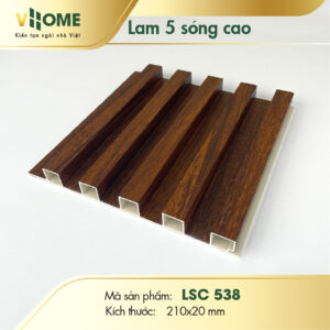Lam sóng nhựa giả gỗ hương màu đỏ đậm 5 sóng cao LSC538