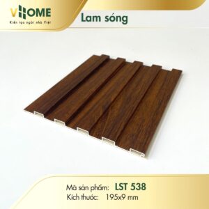 Lam sóng nhựa giả gỗ hương màu đỏ đậm 5 sóng thấp LST538