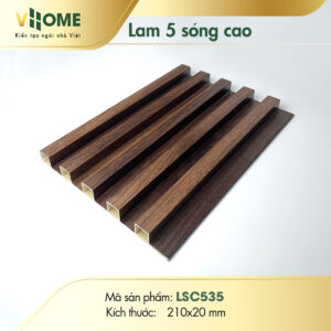 Lam sóng nhựa giả gỗ màu nâu cafe 5 sóng cao LSC535